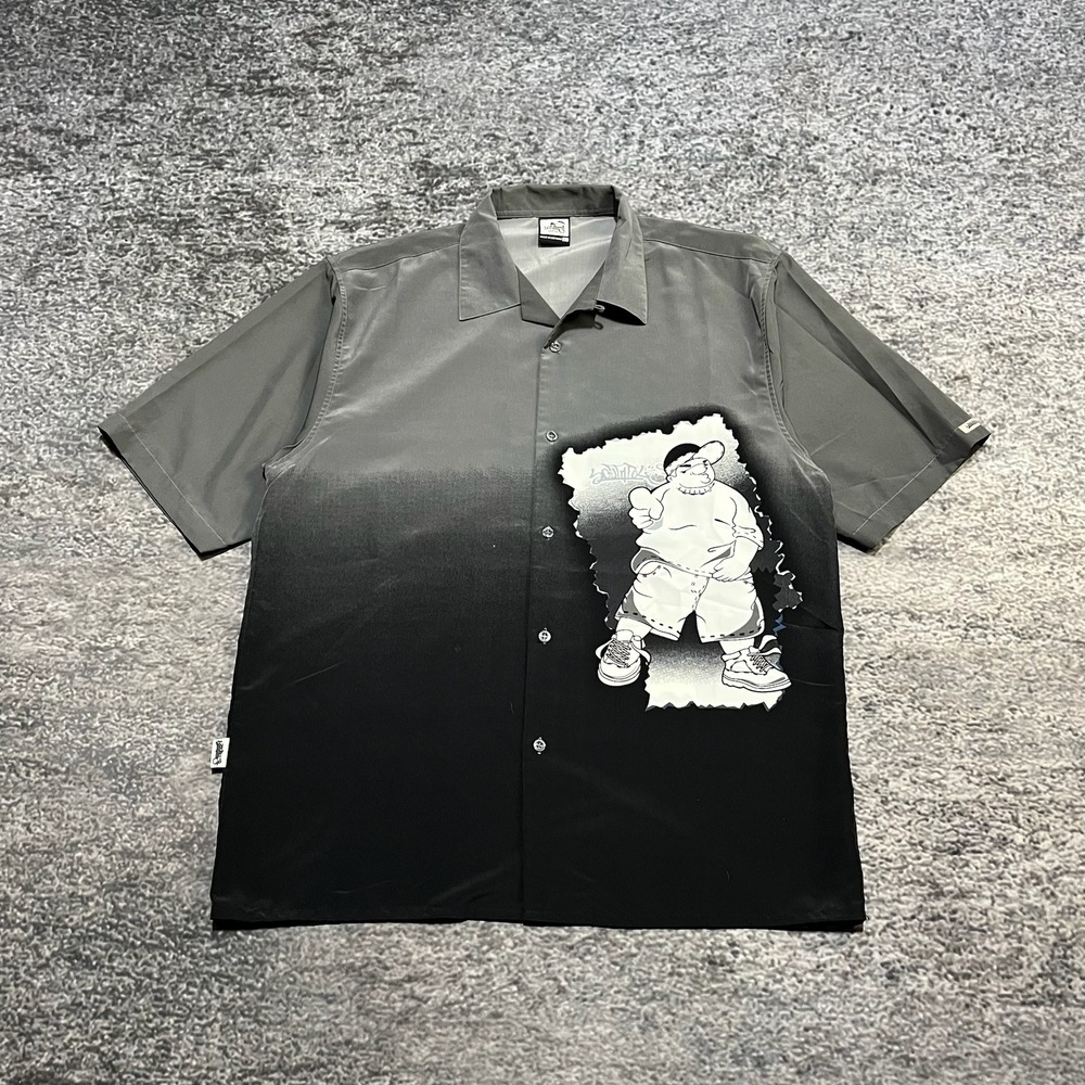 Vintage Southpole Button Up Shirt Mens Large Gray Black Hip-Hop Skater Y2K 2000s